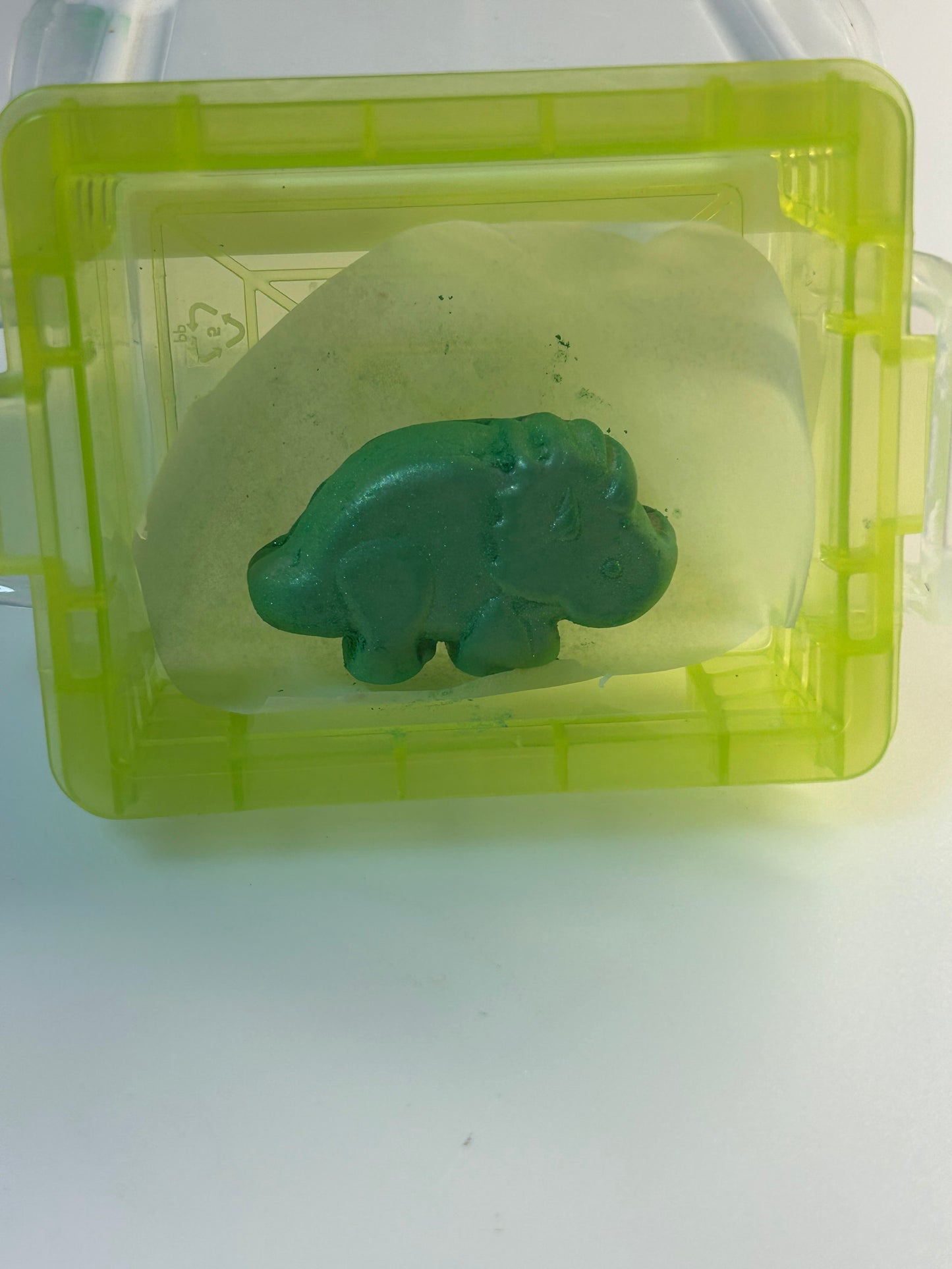 Andy the Green Triceratops Dinosaur Putty With Yellow Case