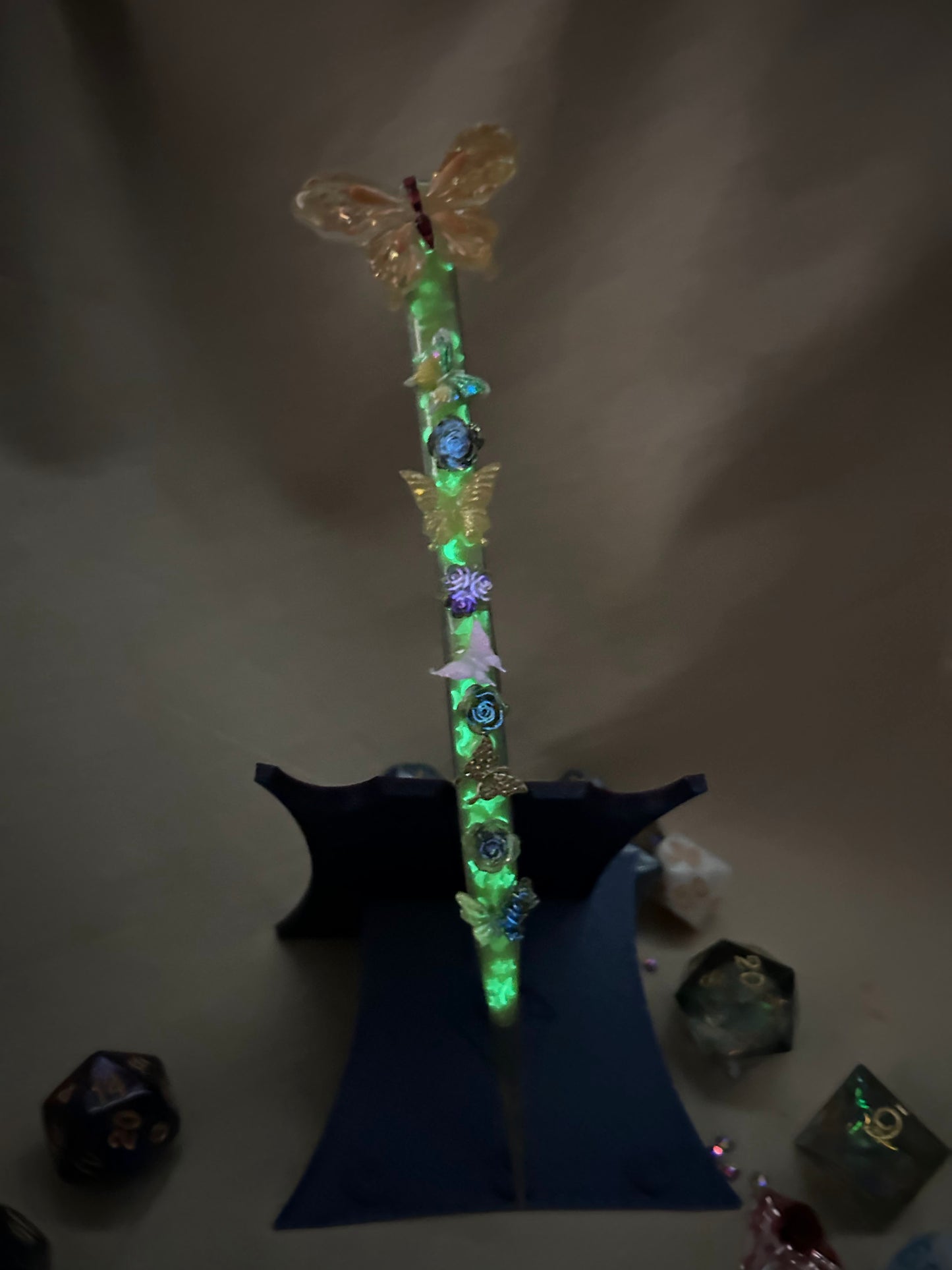 Yellow Glow In The Dark Butterfly Long Pointed Tweezers