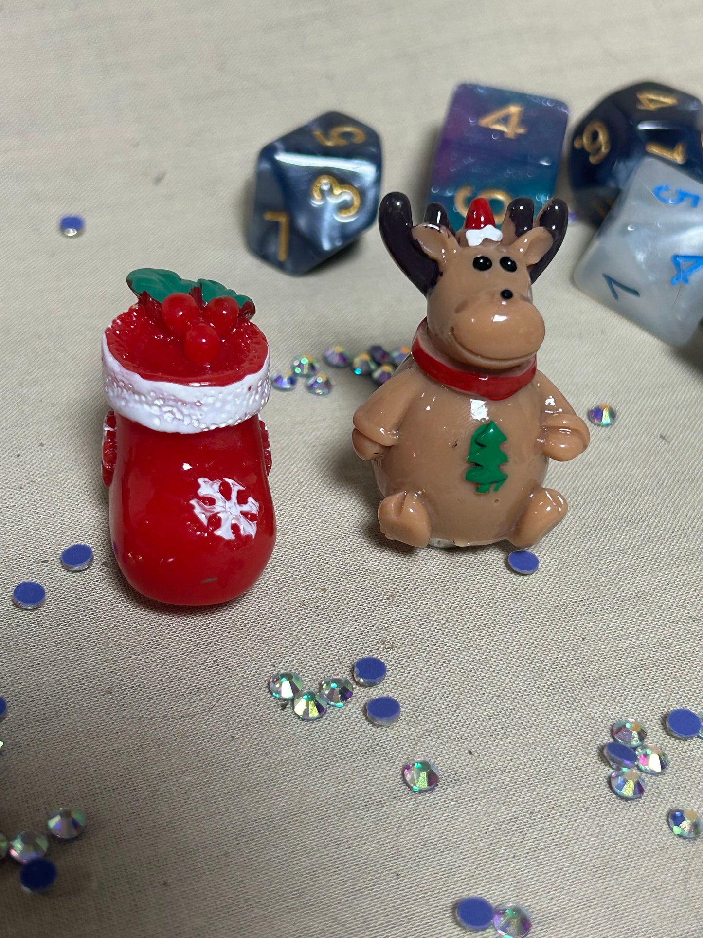 Two Pack Christmas Cover Minder Stocking And Reindeer