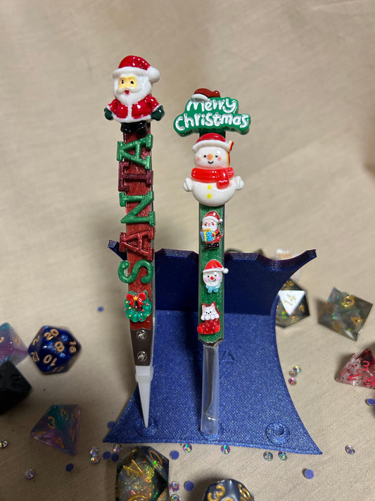 Set Of Two Christmas Santa Ceramic Tweezers And Snowman Putty Picker