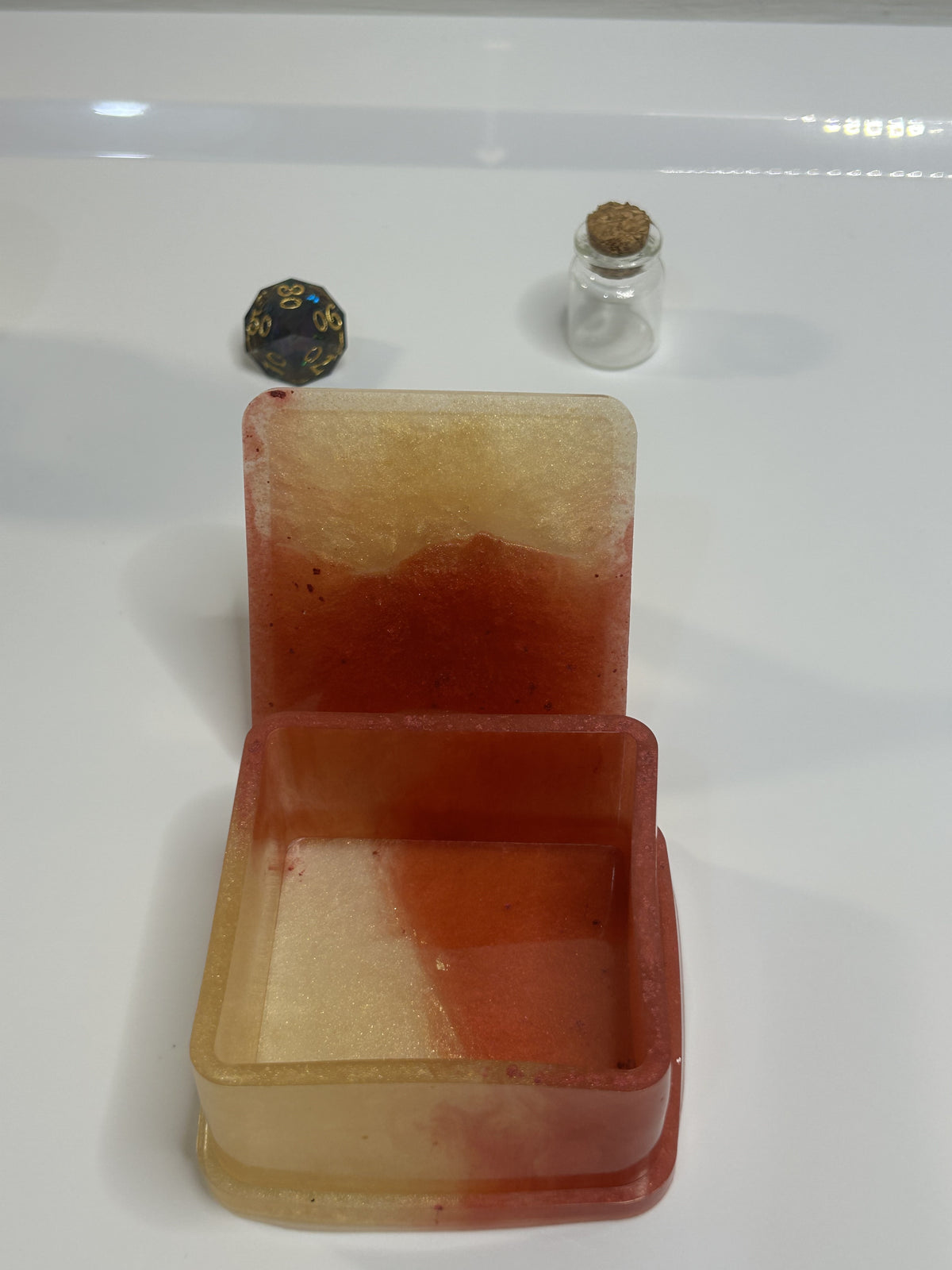 Amber Sunset Glitter Small Trinket Box