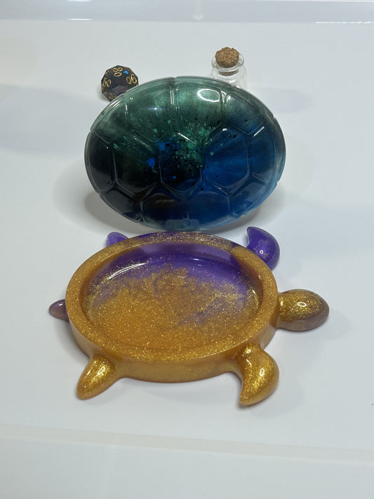 Blue and Gold Turtle Trinket Box