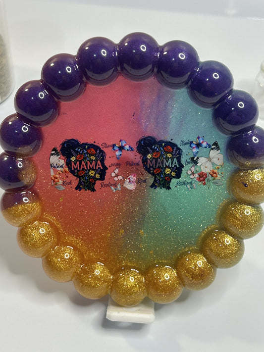 Floral Mama Rainbow Glitter Small Resin Tray