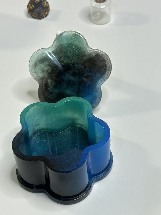 Blue and Teal Galaxy Resin Small Trinket Box