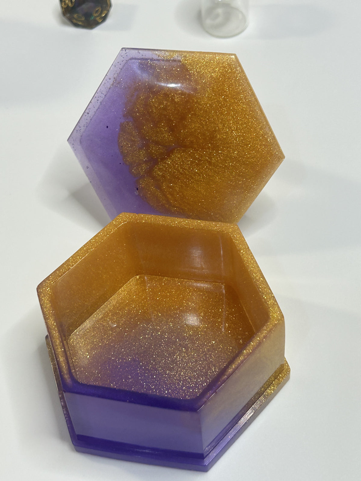 Purple and Gold Glitter Small Trinket Box