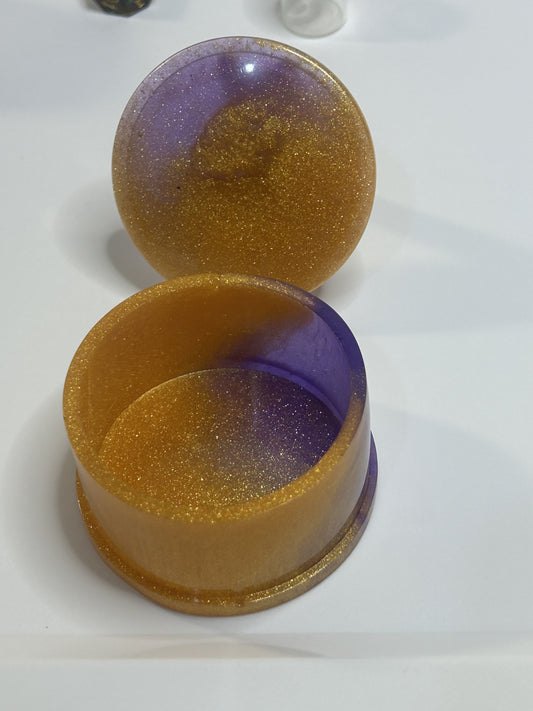 Golden Purple Glitter Small Trinket Box
