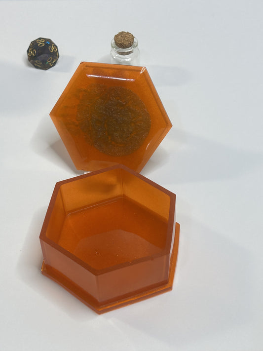 Amber Orange Square Small Trinket Box