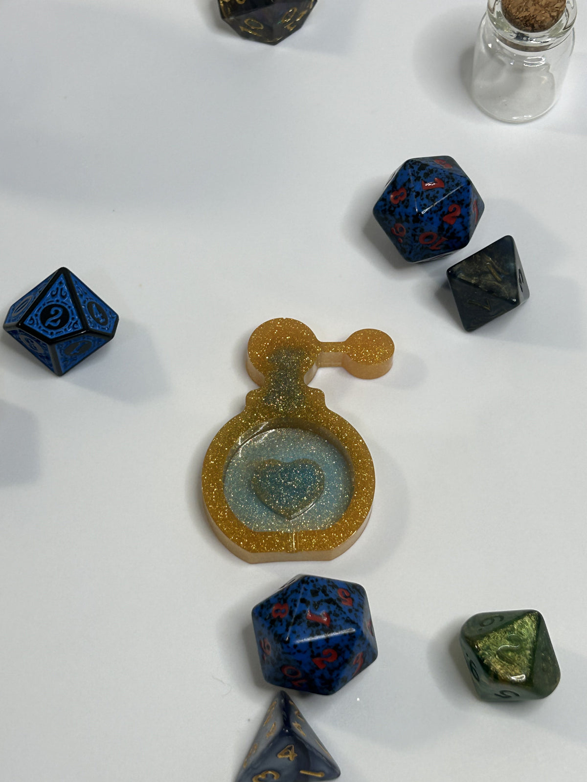 Blue RPG Dice Cover Minder with Red Numbers