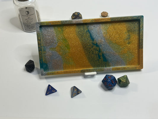 Teal and Gold Glitter Small Resin Tray