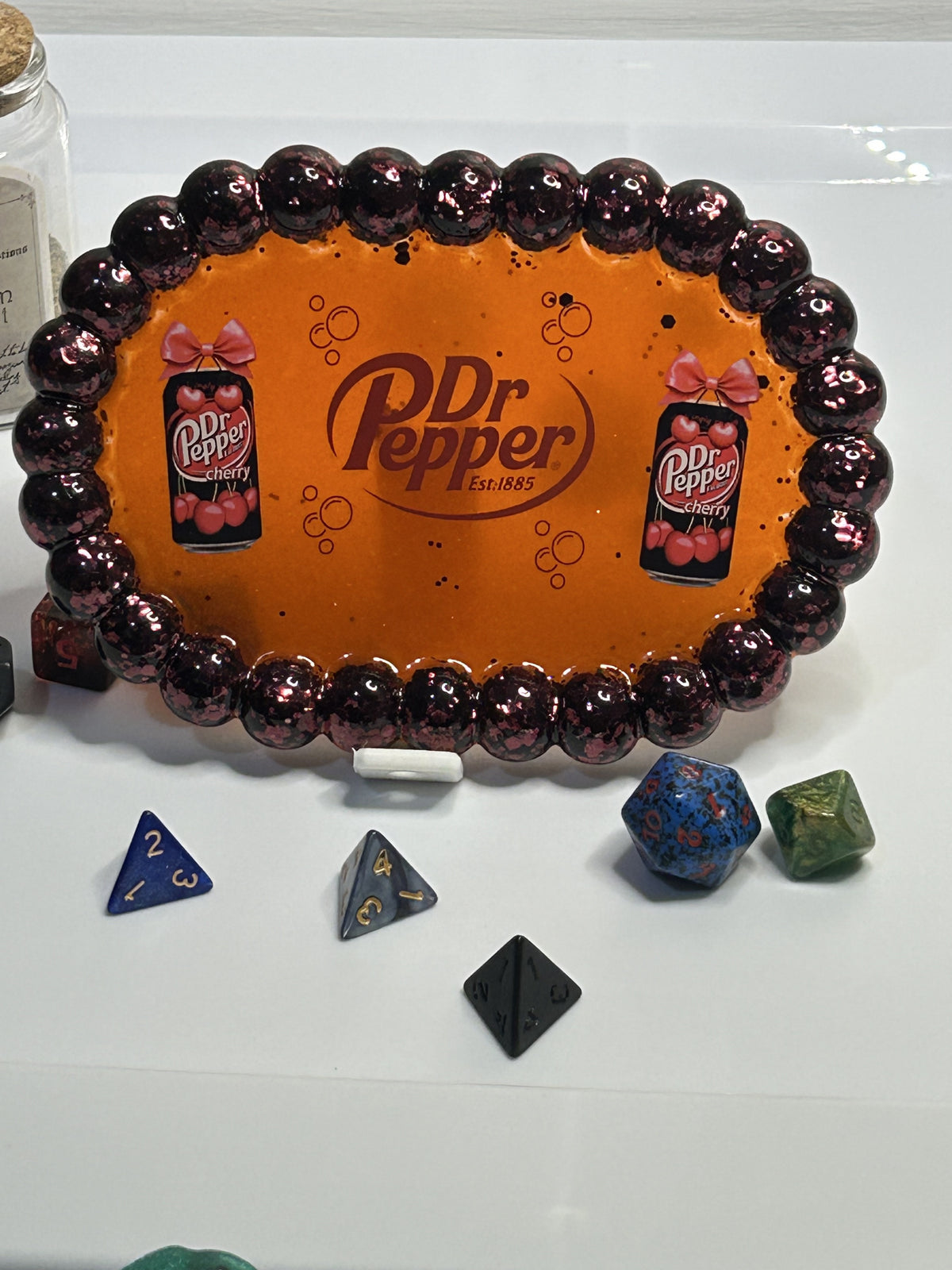 Cherry Dr Pepper Orange & Black Small Resin Tray