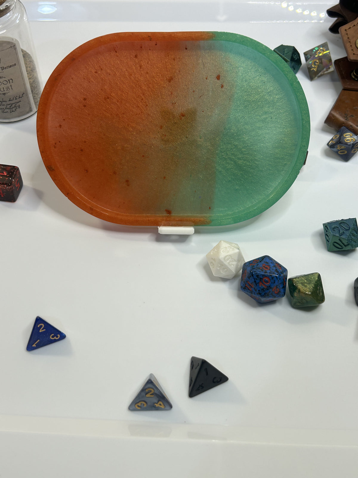 Orange to Teal Glitter Resin Diamond Painting Tray