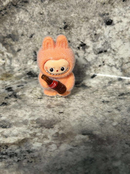 Fuzzy Orange Labubu With Coke